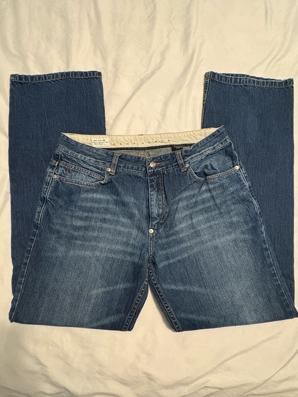 DKNY Jeans Men’s 34x34 Straight Leg Blue Denim Jeans 100% Cotton Classic Fit